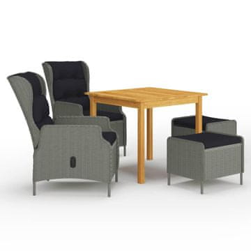 Vidaxl 5-dijelni vrtni blagovaonski set svjetlosivi