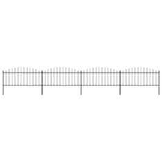 Vidaxl Vrtna ograda s vrhom koplja Čelik 714,5 x 75 cm Crna