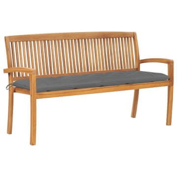 Vidaxl Složiva vrtna klupa s jastukom 159 cm od masovne tikovine