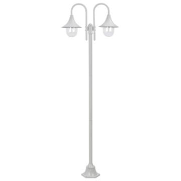 Vidaxl Vrtna lampa s 2 žarulje, 220 cm, aluminij, E27, bijela