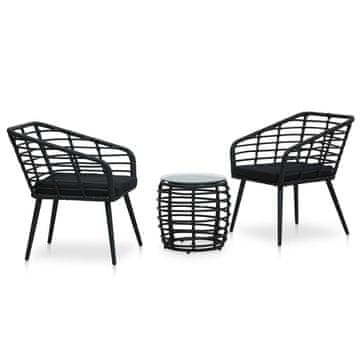 Vidaxl 3-dijelni bistro set od poliratana crni