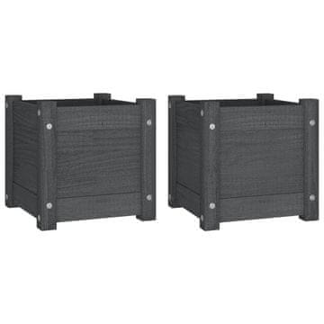 Vidaxl Vrtne sadilice 2 kom sive 31 x 31 x 31 cm od masivne borovine