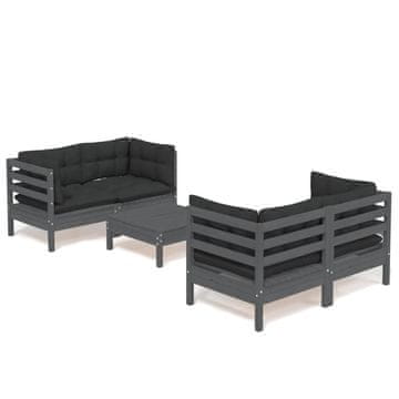 Vidaxl 5-dijelna vrtna garnitura od borovine s antracit jastucima