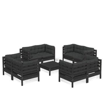 Vidaxl 9-dijelna vrtna garnitura od borovine s antracit jastucima