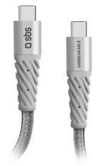 SBS Unbreakable kabel USB-C na USB-C, 5A, 1,5 m, bijela