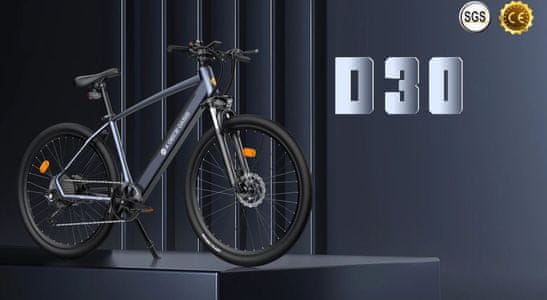 ADO D30 gradski električni bicikl, srebrni