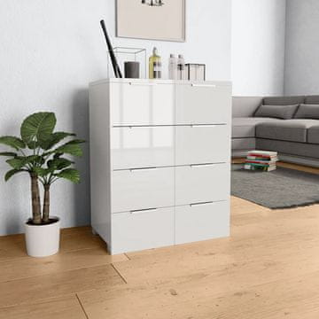 Vidaxl Komoda s ladicama, visoki sjaj, bijela, 60x35x80 cm, iverica