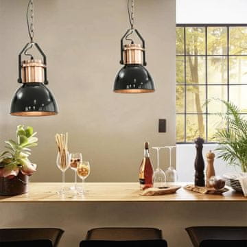 Vidaxl Stropne lampe, set od 2, crne, okrugle, E27