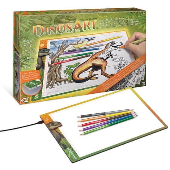 DINOSART svjetleća LED podloga za crtanje, dinosauri