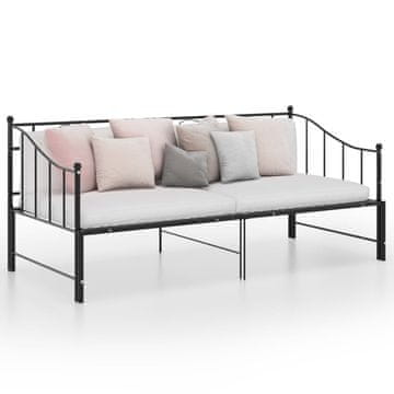 Vidaxl Sofa s izvlačnim okvirom za krevet crna metalna 90x200 cm