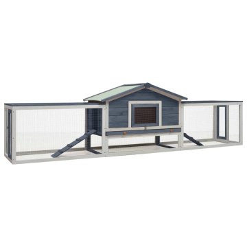 Vidaxl Kunićnjak sivi 310x70x87 cm borovina i jela