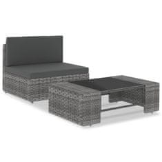 Vidaxl Vrtni set za sjedenje od 2 dijela, PE ratan, siva