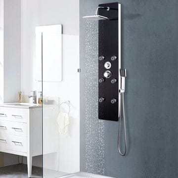 Vidaxl Tuš panel, staklo, 25 x 44,6 x 130 cm, crni