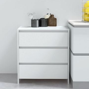 Vidaxl Komoda s ladicama, bijela, 70x41x75 cm, materijal na bazi drva