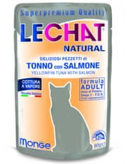 LECHAT EXCELLENCE Natural mokra hrana za odrasle mačke, tuna i losos, 24 x 80 g