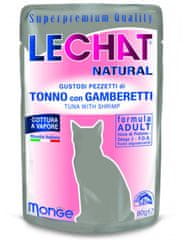 LECHAT EXCELLENCE Natural mokra hrana za odrasle mačke, tuna i rakovi, 24 x 80 g