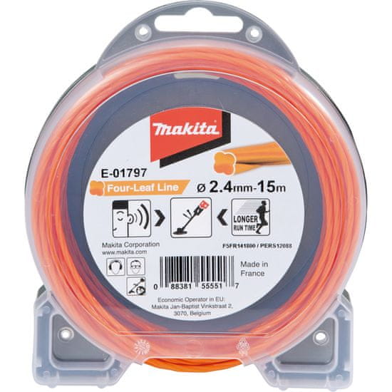 Makita E-01797 najlonska nit, djetelina, narančasta, 2,4 mm / 15 m