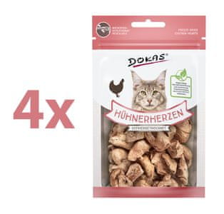 Dokas mačja poslastica, dehidrirana pileća srca 4 x 15 g