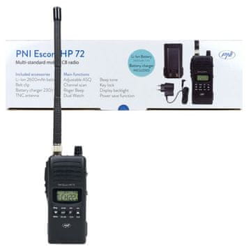 PNI prijenosna CB radio stanica HP 72 escort, višestandardna, 4W, Li-Ion 2600 mAh