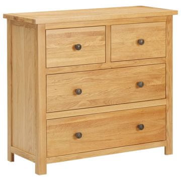 Vidaxl Komoda s ladicama, 80x35x75 cm, Masivno hrastovo drvo