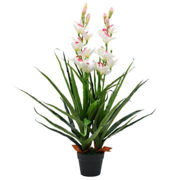 Vidaxl Umjetna biljka Cymbidium Orhideja s posudom 100 cm zelena