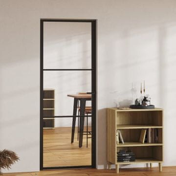 Vidaxl Unutarnja vrata, ESG staklo i aluminij, 76x201,5 cm, crna