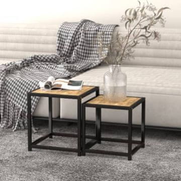 Vidaxl Čajni stolići, set od 2, MDF, crni i žuti