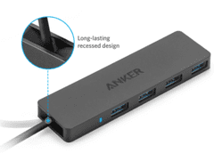Anker Ultra Slim USB hub, 4 priključka, USB 3.0, crna (A7516016)