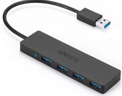 Anker Ultra Slim USB hub, 4 priključka, USB 3.0, crna (A7516016)