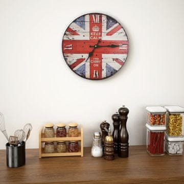 Vidaxl Starinski zidni sat s britanskom zastavom 30 cm