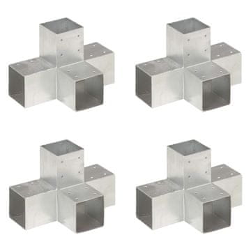 Vidaxl X-oblikovani spojnici, 4 kom., pocinčani metal, 91x91 mm