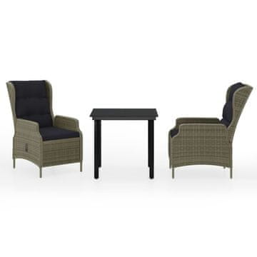 Vidaxl 3-dijelni vrtni blagovaonski set smeđi