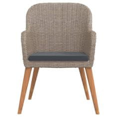 Vidaxl 7-dijelni vrtni blagovaonski set s jastucima smeđi