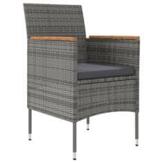 Vidaxl 7-dijelni vrtni blagovaonski set s jastucima sivo-crni