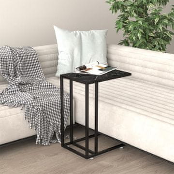 Vidaxl Kompjuterski bočni stolić crni mramor 50x35x65 cm
