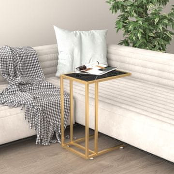 Vidaxl Kompjuterski bočni stolić crni mramor 50x35x65 cm