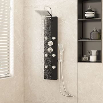 Vidaxl Tuš panel, staklo, 25x47,5x130 cm, crni