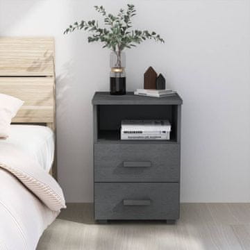 Vidaxl HAMAR Noćni ormarić tamno sivi 40x35x62 cm borovina