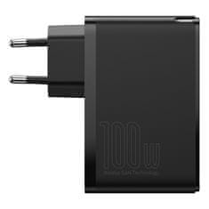 BASEUS GaN2 Pro adapter za brzo punjenje 2x Type-C + 2x USB-A 100 W, crna (CCGAN2P-L01)