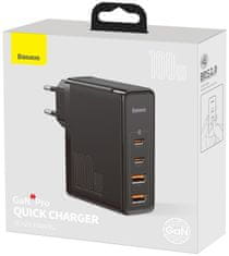 BASEUS GaN2 Pro adapter za brzo punjenje 2x Type-C + 2x USB-A 100 W, crna (CCGAN2P-L01)