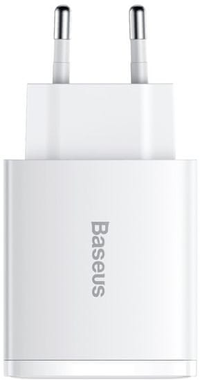 BASEUS Kompaktni adapter za brzo punjenje 2x USB-A, 1x Type-C, 30 W, bijeli (CCXJ-E02)