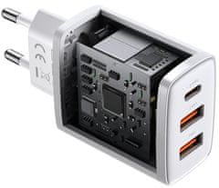 BASEUS Kompaktni adapter za brzo punjenje 2x USB-A, 1x Type-C, 30 W, bijeli (CCXJ-E02)