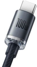 BASEUS Crystal Shine Series kabel za punjenje/podatkovni kabel USB-A/USB-C, 100 W, 2 m, crni (CAJY000501)
