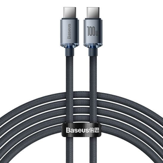 BASEUS Crystal Shine Series kabel za punjenje/podatkovni kabel USB-C/USB-C, 100 W, 2 m, crni (CAJY000701)