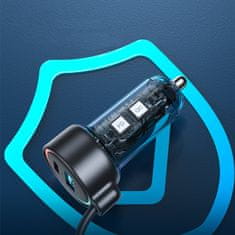 Joyroom 3in1 auto punjač USB / USB-C 55W + kabel USB-C, crno