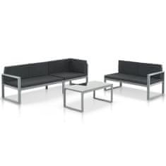 Vidaxl 3-dijelna vrtna garnitura s jastucima aluminijska crna