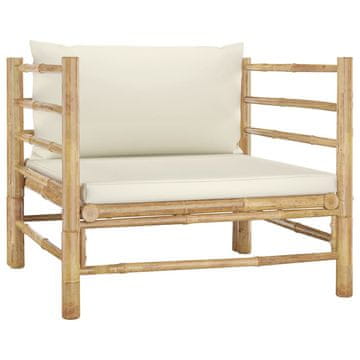 Vidaxl Vrtna sofa, krem jastuci, bambus