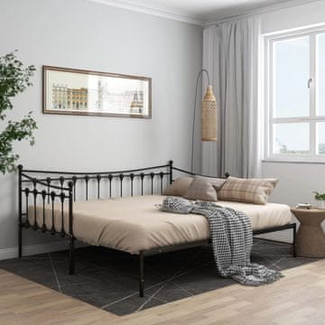 Vidaxl Sofa s izvlačnim okvirom za krevet crna metalna 90x200 cm