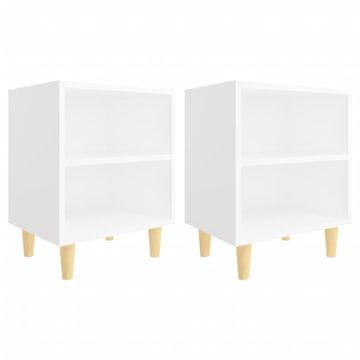 Vidaxl Noćni ormarići s drvenim nogama 2 kom bijeli 40 x 30 x 50 cm