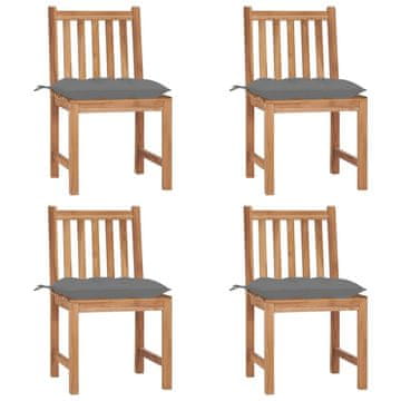 Vidaxl Vrtne stolice s jastucima 4 kom od masivne tikovine